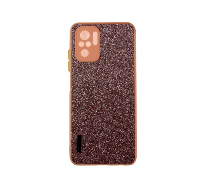 Задняя крышка Xiaomi Redmi Note 10/Note 10s Fashion, силиконовый борт, с защитой камеры, с блестками, розовая