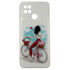Задняя крыша Xiaomi Redmi 10C яркий винил, прозрачный борт, девушка на велосипеде