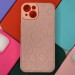Силиконовый чехол iPhone 14 под кожу выпуклый Мишка с защитой камеры, розовый