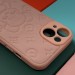 Силиконовый чехол iPhone 14 под кожу выпуклый Мишка с защитой камеры, розовый