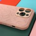 Силиконовый чехол iPhone 14 Pro выпуклый Мишка под кожу с защитой камеры, розовый