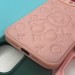 Силиконовый чехол iPhone 14 Pro Max выпуклый Мишка под кожу с защитой камеры, розовый