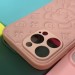 Силиконовый чехол iPhone 14 Pro Max выпуклый Мишка под кожу с защитой камеры, розовый