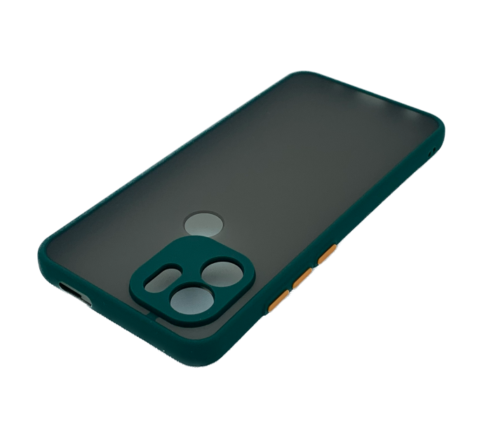 Чехол матово-прозрачный, с защитой камеры, цветные кнопки для Xiaomi Redmi A1 Plus/A2 Plus зеленый