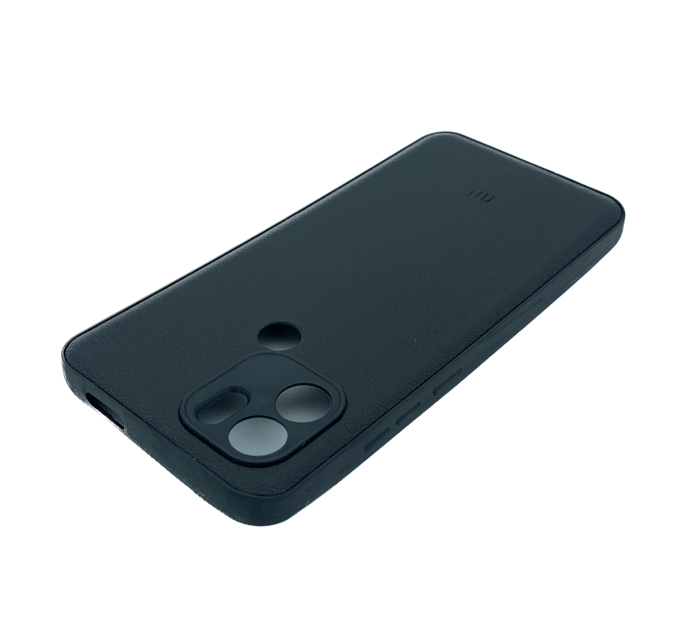 Силиконовый чехол Xiaomi Redmi A1 Plus/Redmi A2 Plus/Poco C51/C50 под кожу, с логотипом, черный борт, черный