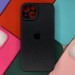 Силиконовый чехол Iphone 14 под кожу, с логотипом, черный борт, черный