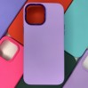 Силиконовый чехол Iphone 13 Pro Max матовый, с бархатом внутри, металлические кнопки, светло-фиолетовый
