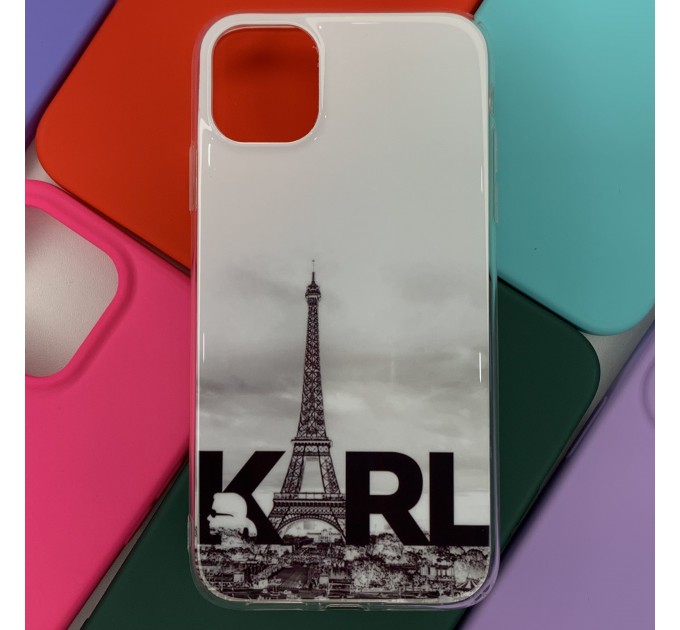 Задняя крышка Iphone 11 красочный винил, прозрачный борт, эйфелевая башня KARL