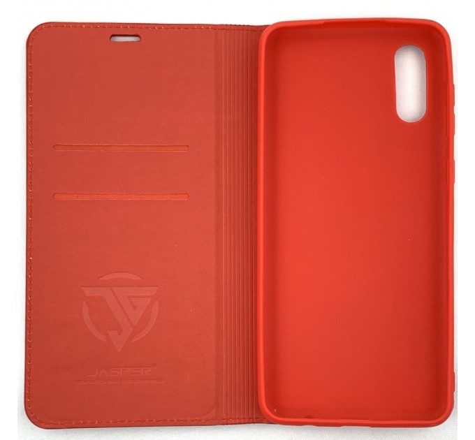 Чехол-книга Jasper J-02 с визитницей Samsung Galaxy A02 2021 с силиконовым основанием и магнитом, красный