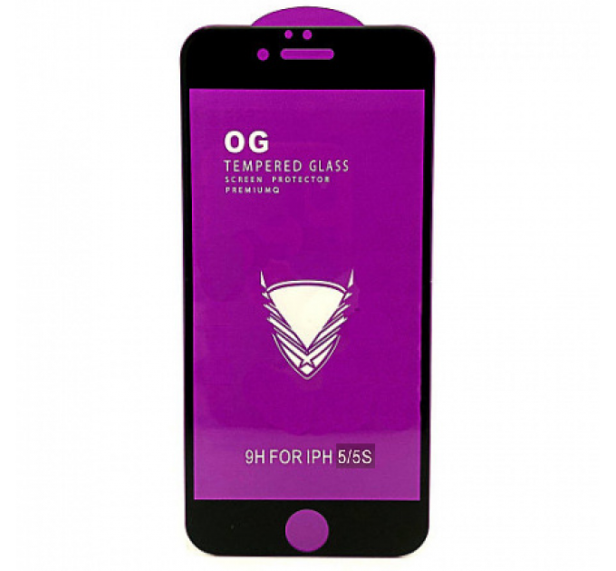 Защитное стекло OG Premium iPhone 5/5S/SE 2016 черная рамка