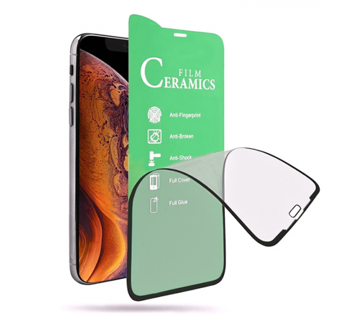 Защитное стекло гибкое Ceramic iPhone 7/8/SE 2020 белая рамка