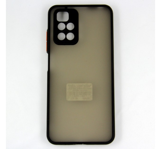 Задняя крышка Xiaomi Redmi 10 матово-прозрачная, с защитой камеры, цветные кнопки, черная