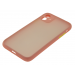Задняя крышка Iphone 11 матово-прозрачная, с защитой камеры, цветные кнопки, розовая