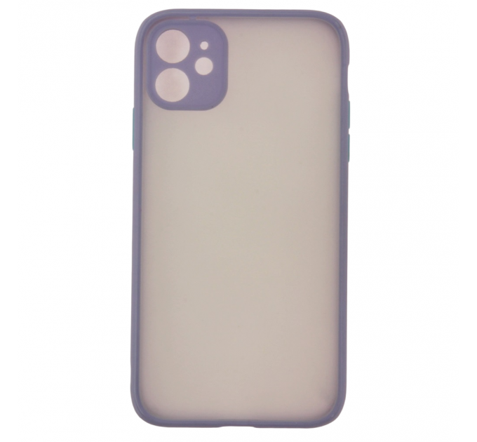 Задняя крышка Iphone 11 матово-прозрачная, с защитой камеры, цветные кнопки, сиреневая