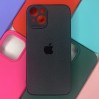 Силиконовый чехол Iphone 13 (6.1) под кожу, с логотипом, черный борт, черный
